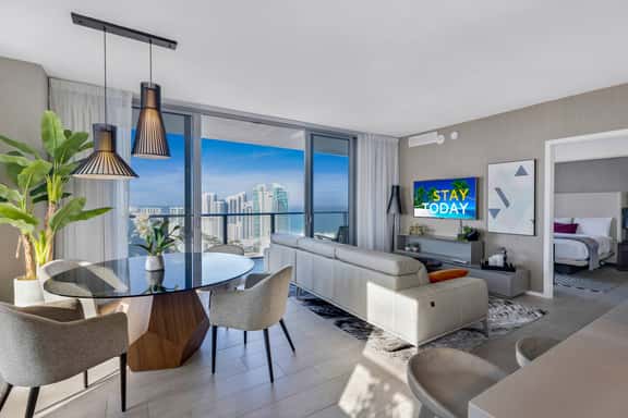 Welcome to Hyde Beach House, your newly updated retreat in Hollywood! Enjoy stunning views, modern interiors, and resort amenities including pools, gym, and beach service for a perfect Florida getaway.